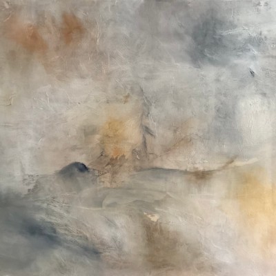Vague ou falaise, encres et peinture à l'huile sur toile, 73x92 cm